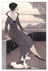 Art Deco Lady With Dog | Obraz na stenu
