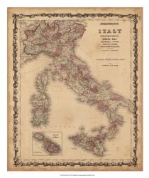 Johnson's Map of Italy | Obraz na stenu