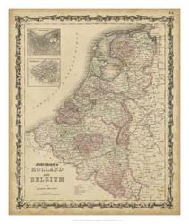 Johnson's Map of Holland & Belgium | Obraz na stenu