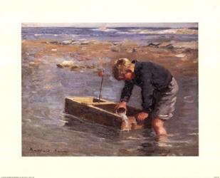 Boy with boat | Obraz na stenu