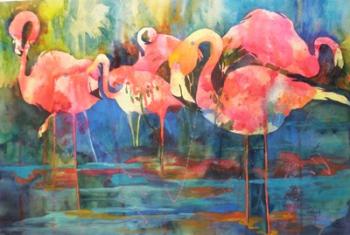 Flirty Flamingos | Obraz na stenu