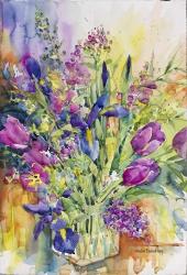 Iris Blue And Tulips Too | Obraz na stenu