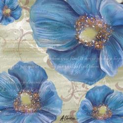 Blue Poppies and Text 1 | Obraz na stenu