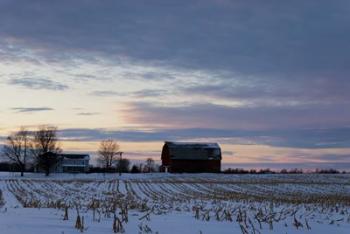 Sunset On Farm In Winter | Obraz na stenu
