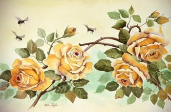 Yellow Roses with Bees | Obraz na stenu