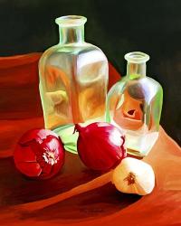 Bottles And Onion | Obraz na stenu
