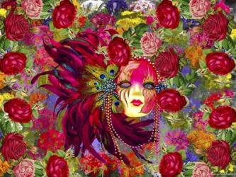 Mask And Red Flowers | Obraz na stenu