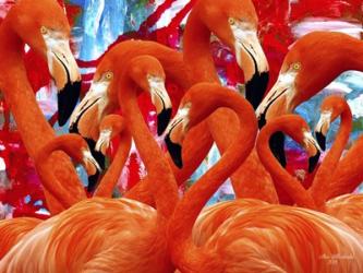 Red Flamingo Family | Obraz na stenu