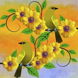 Yellow Flower Bird | Obraz na stenu
