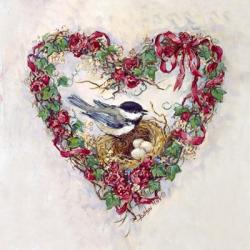 Pair 3 Eggs, 1 Bird and Heart Wreath | Obraz na stenu