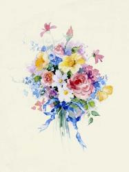 Watercolor Bouquet, Blue Ribbon | Obraz na stenu