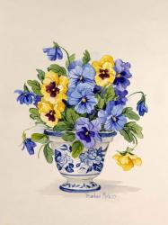 Blue and White Porcelain Pansies | Obraz na stenu