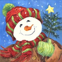 Snowman with Star Tree | Obraz na stenu