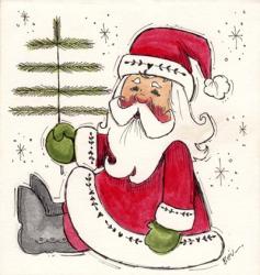 Santa Holding Tree | Obraz na stenu