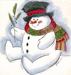 Sitting Snowman | Obraz na stenu