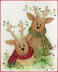 Reindeers With Scarves | Obraz na stenu