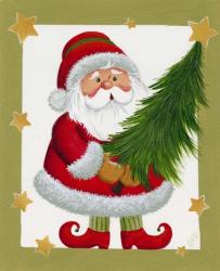 Santa With Tree And Stars | Obraz na stenu