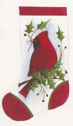 Cardinal With Holly Stocking | Obraz na stenu