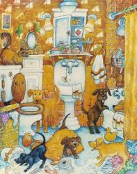 Orange Bathroom Pups | Obraz na stenu