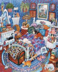 Blue Bedroom Cats | Obraz na stenu