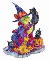 Witchcat With Broom | Obraz na stenu