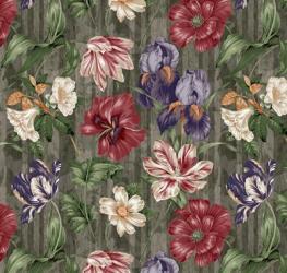 Floral Waltz Textured Scroll Stripe Slate | Obraz na stenu