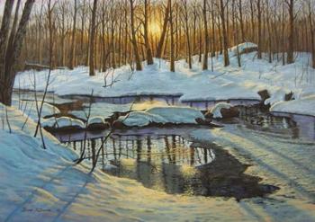 Winter Brook Sunset | Obraz na stenu