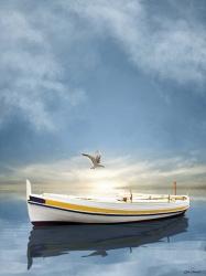 The White Boat in the Sunset | Obraz na stenu