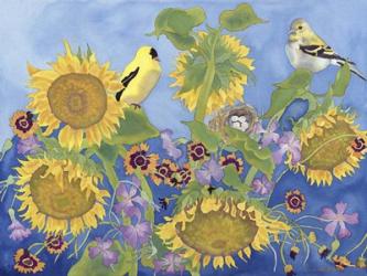 Goldfinches With Sunflowers | Obraz na stenu
