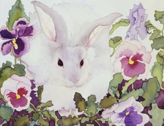 Bunny with Pansies | Obraz na stenu