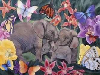 Elephants and Butterflies | Obraz na stenu