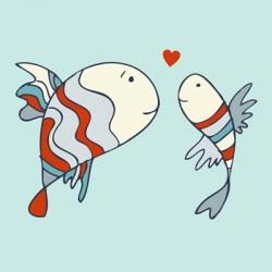 Two Little Love Fish | Obraz na stenu