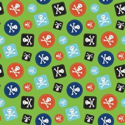 Pirate Badge Pattern Green | Obraz na stenu