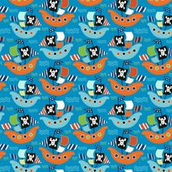 Pirate Ship Pattern Blue | Obraz na stenu