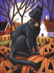 Moon Cat & Pumpkins | Obraz na stenu