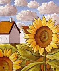 Sunflower & Cottages Scenic View | Obraz na stenu