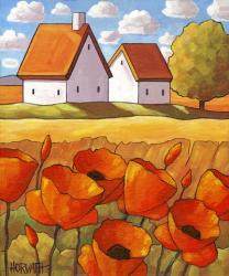 Red Flower Fields Landscape | Obraz na stenu