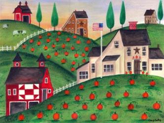Pumpkin Red Barn Folk Art | Obraz na stenu