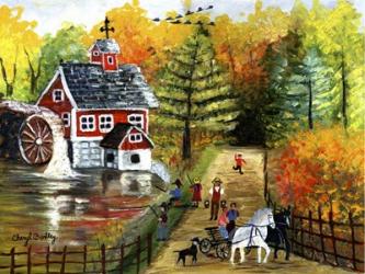 Fishing by the Old Grist Mill | Obraz na stenu