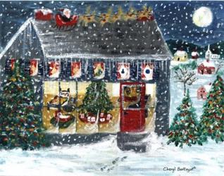 Christmas Night Folk Art Santa Reindeer | Obraz na stenu
