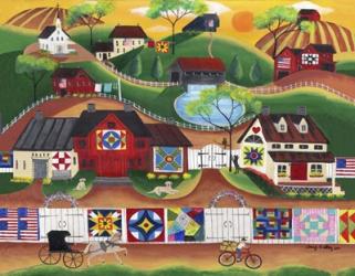 Sunrise Colorful Country Quilt Village | Obraz na stenu