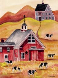 Cow Folk Art Barn | Obraz na stenu