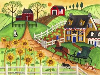 Country Sunflower Quilt Farm | Obraz na stenu