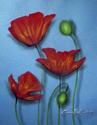 Red Poppies on Blue | Obraz na stenu