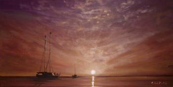 Purple Sunset Boating | Obraz na stenu
