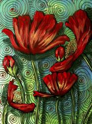 Red Poppies & Swirls | Obraz na stenu
