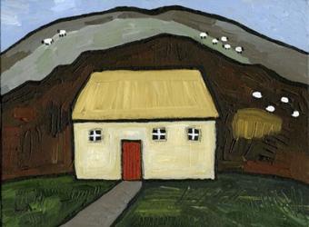 Cottage with Red Door | Obraz na stenu