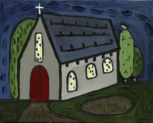 Church with Red Door | Obraz na stenu