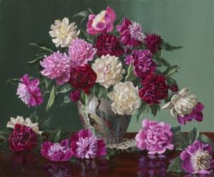 Peonies In Peacock Vase | Obraz na stenu