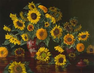 Sunflowers with Two Crimson Vases | Obraz na stenu